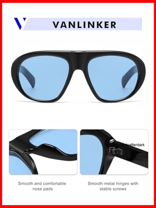 Plastic Frame UV400 Aviator Sunglasses Unisex Retro Oversized - Picture 5 of 7